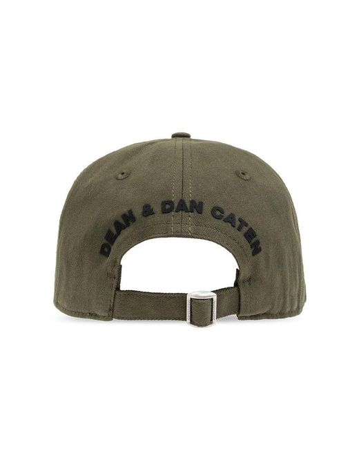 DSquared² Green Rocco Twill Distressed Baseball Hat for men