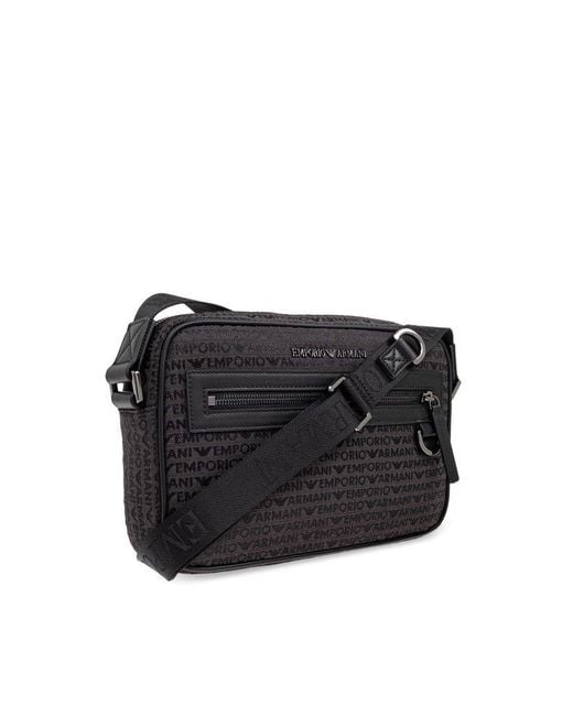 Emporio Armani Black Shoulder Bag With Monogram for men