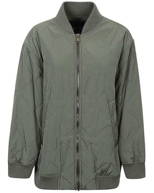 Weekend by Maxmara Green Classic Quilted Bomber Jacket