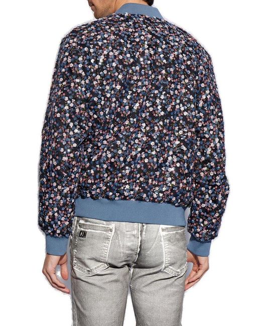 DSquared² Blue Blossoms Floral-embroidery Sequinned Jacket for men