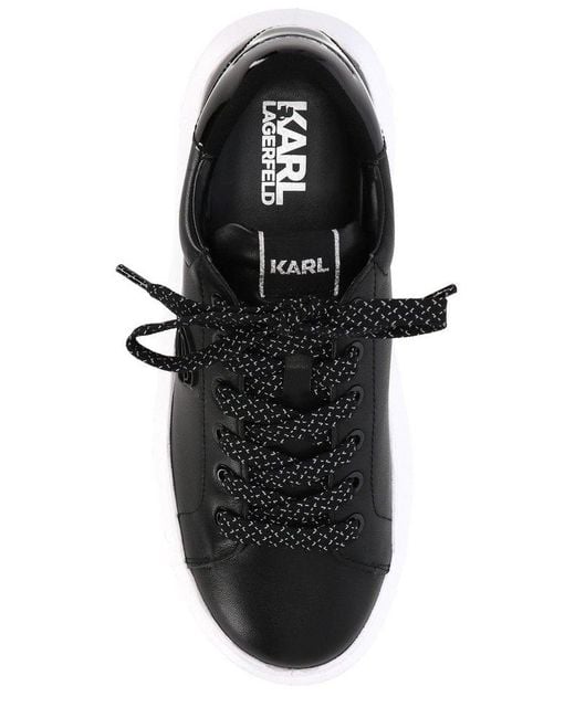 Karl Lagerfeld Black Logo Embossed Lace-up Sneakers