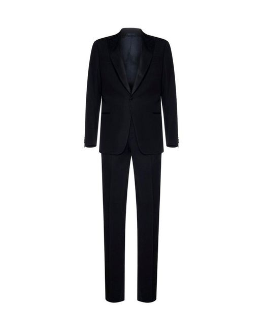 Giorgio Armani Single-breasted Pressed Crease Tailored Suit in Black ...