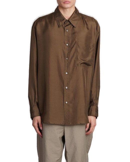 Lemaire Brown Buttoned Long-sleeved Shirt for men