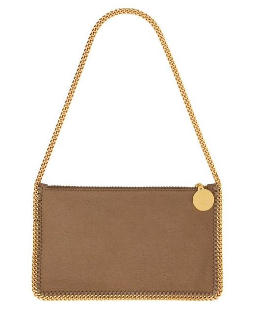 Stella McCartney Brown Falabella Logo Charmed Shoulder Bag
