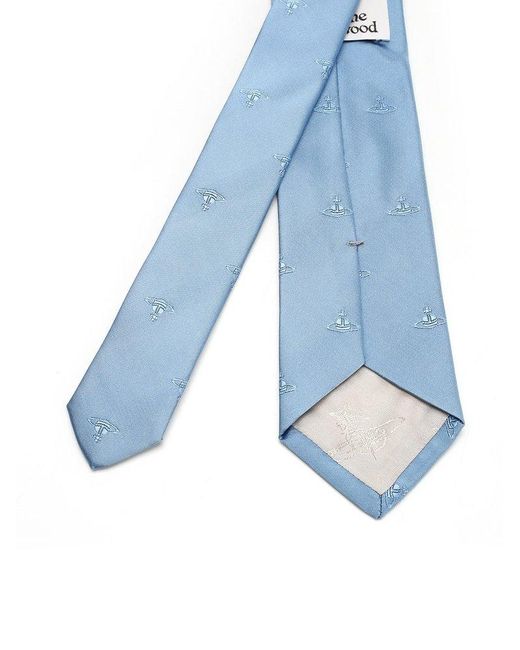 Vivienne Westwood Blue Orb-jacquard Pointed-tip Tie for men