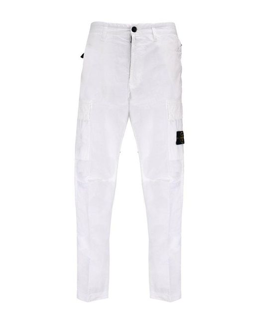 Stone Island White Trousers for men