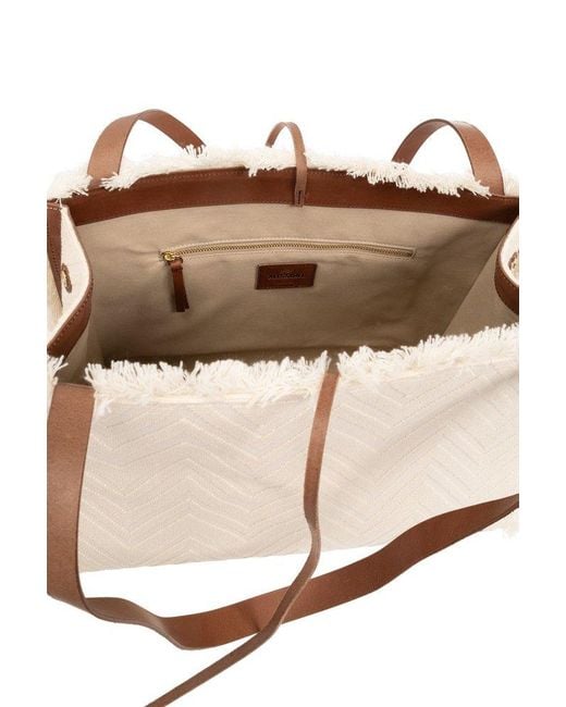 Missoni Natural Frayed Detail Logo Patch Shoulder Bag