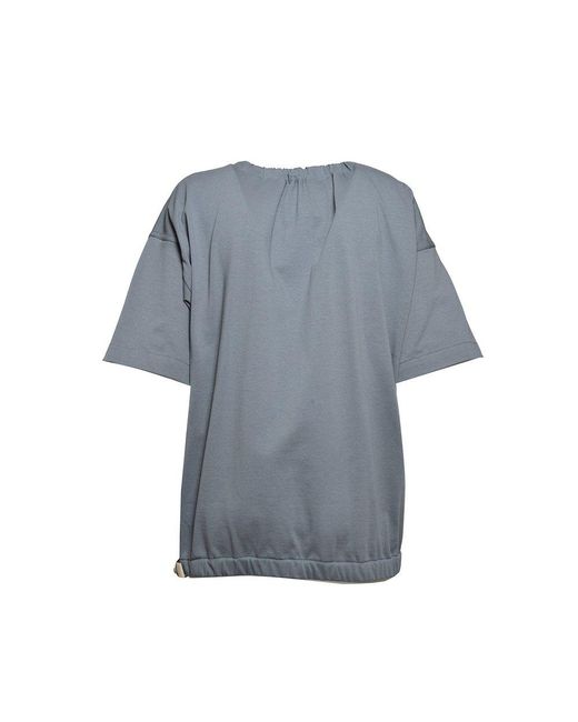 Jil Sander Blue + Bow-detailed Short-sleeved Blouse