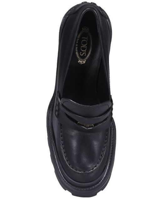 Tod's Black Penny Heeled Loafer