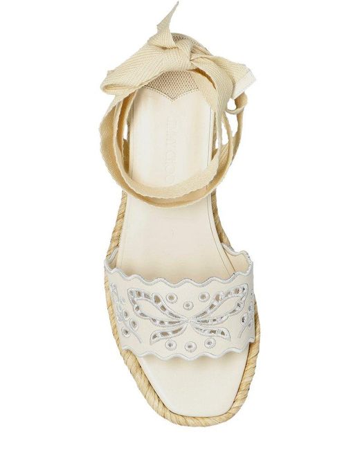 Jimmy Choo White Arlee Wedge Ankle Strap Sandals