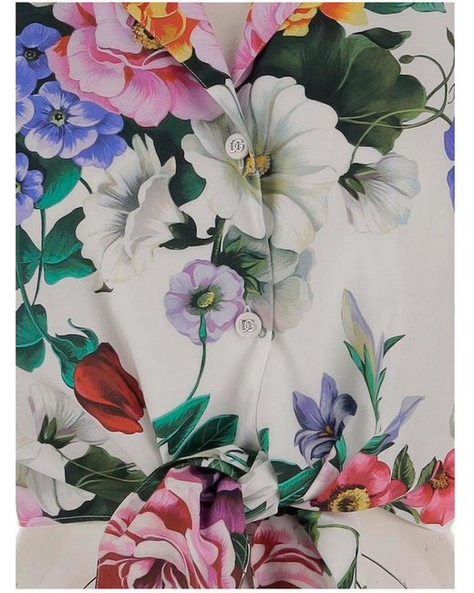 Dolce & Gabbana Multicolor Floral Printed Cropped Shirt
