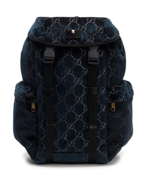 Gucci Blue Medium GG Velvet Backpack for men