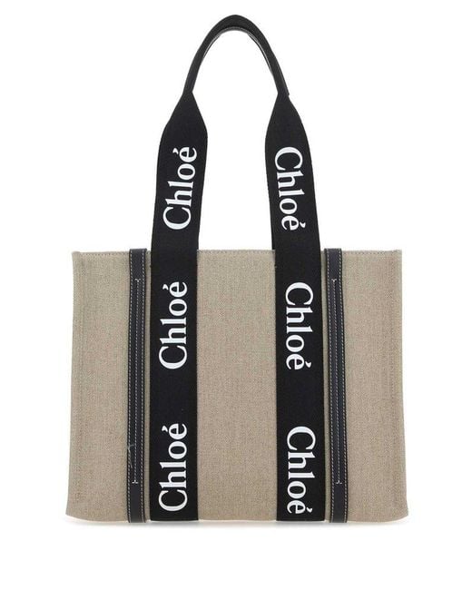 Chloé Cotton Large Woody Tote Bag in Black Lyst Canada