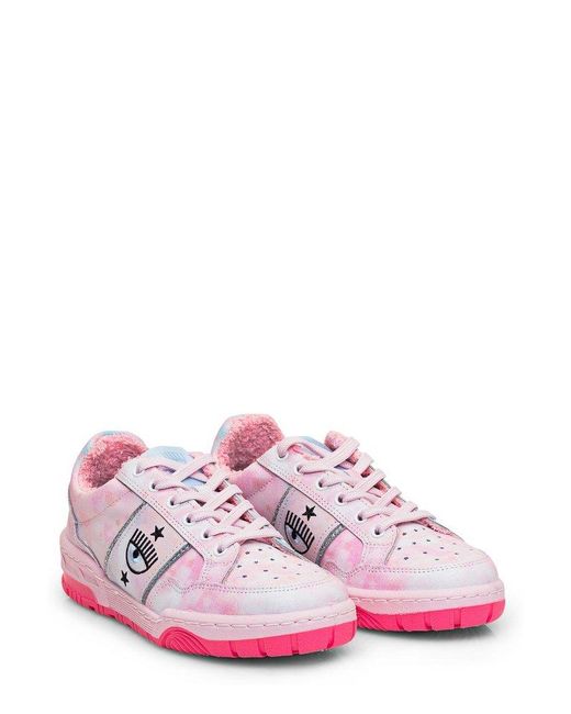 Chiara Ferragni Pink Round-toe Lace-up Sneakers
