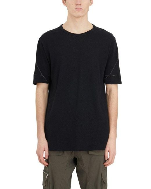 Thom Krom Black Panelled-detail Crewneck Jersey T-shirt for men