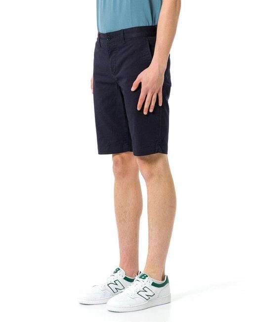 Lacoste Blue Logo Patch Knee-Length Shorts for men