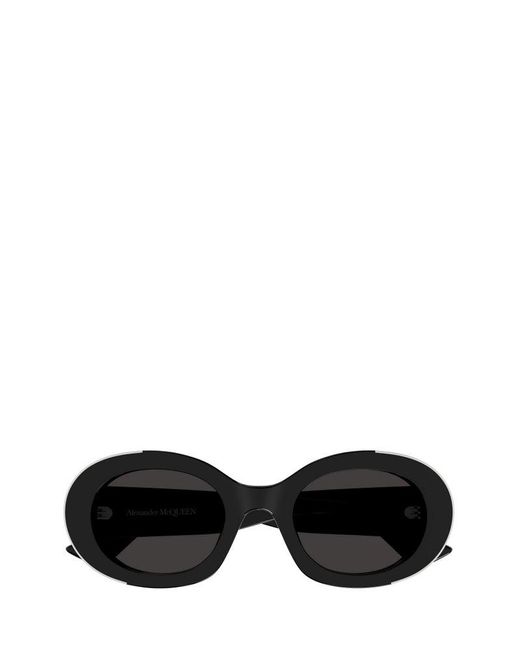 Alexander McQueen Black Round Frame Sunglasses
