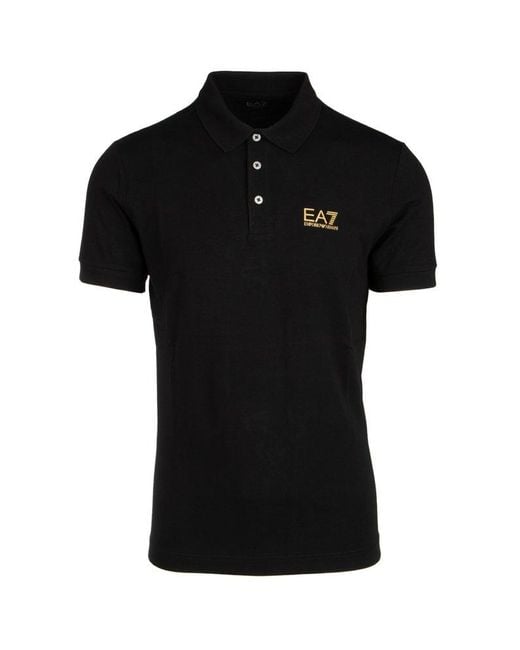 EA7 Black Logo Printed Polo Shirt for men