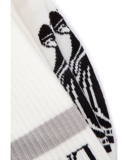 Lanvin Black Logo Intarsia Striped Socks