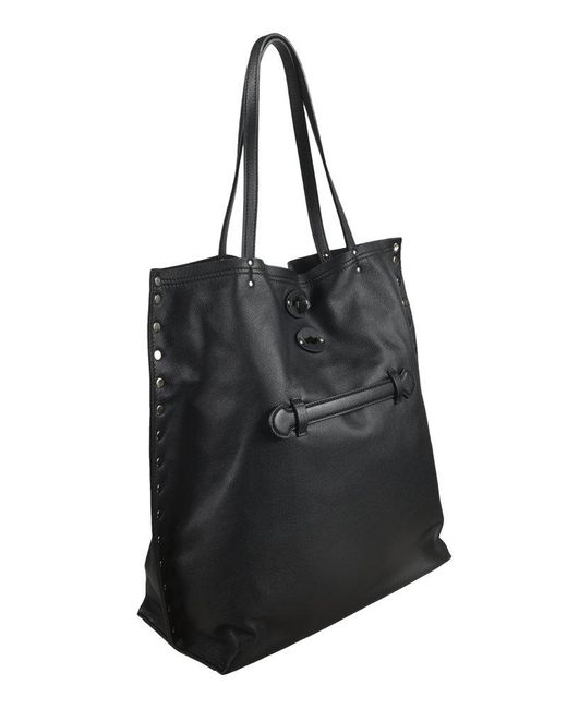 Zanellato Medium Tote Bag A Spasso Black In Leather