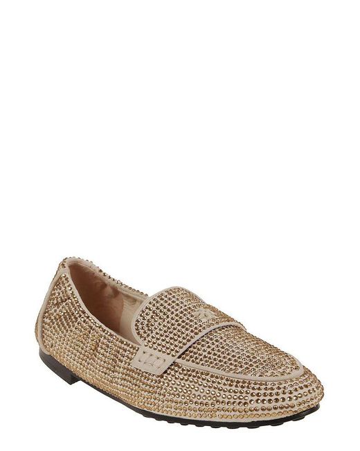 Tory Burch Natural Embellished Slip-on Loafers