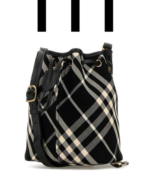 Burberry Black "Check Mini" Bucket Bag