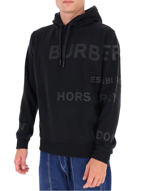 Burberry Cotton Horseferry Print Hoodie in Black for Men - Lyst