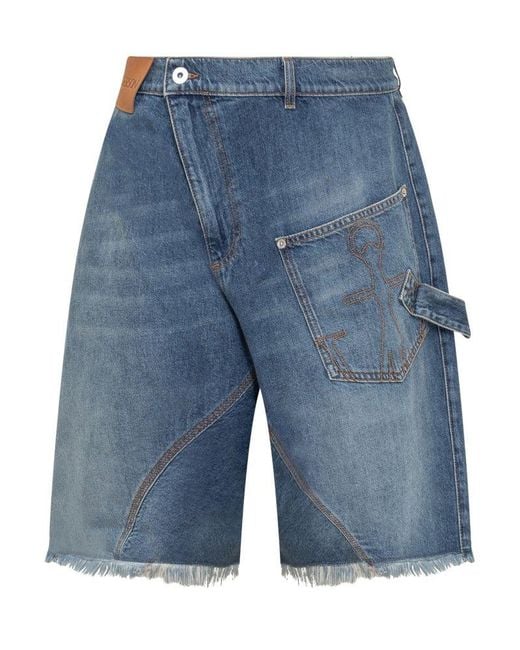 J.W. Anderson Blue Twisted Denim Shorts for men