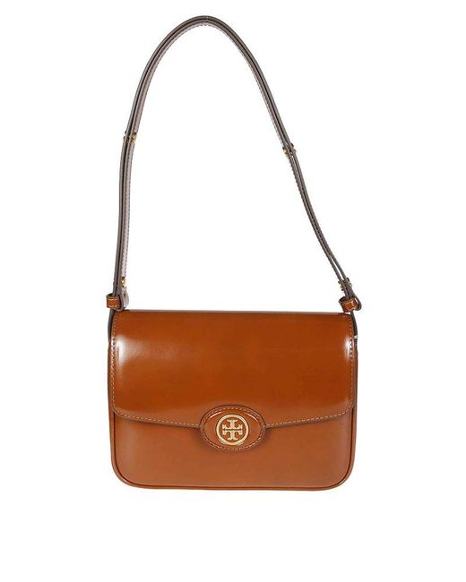 Tory Burch Brown Robinson Spazzolato Convertible Shoulder Bag