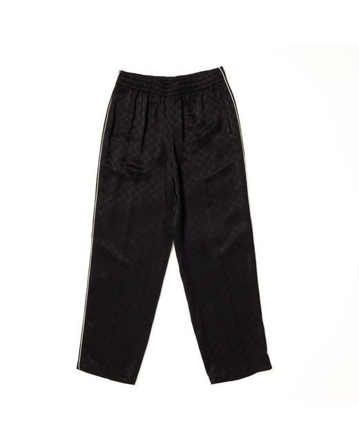 Gucci Black Gg Satin Jogging Pants for men