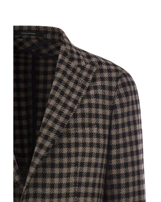Tagliatore Black Single Breasted Houndstooth Blazer for men