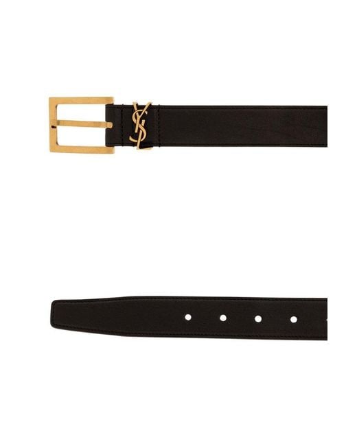 Saint Laurent Black Leather Belt