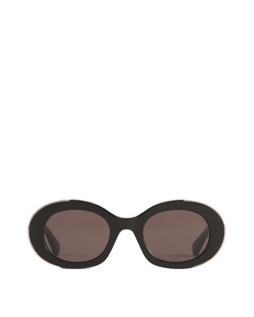 Alexander McQueen Gray The Grip Oval Frame Sunglasses