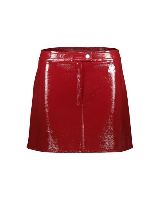 Courreges Red Vinyl Reedition Mini Skirt Clothing