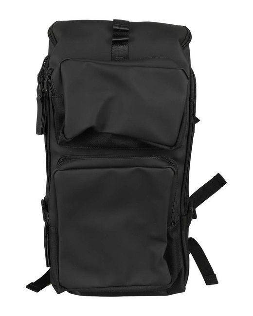 Rains Black Trail Cargo Zipped Backpack