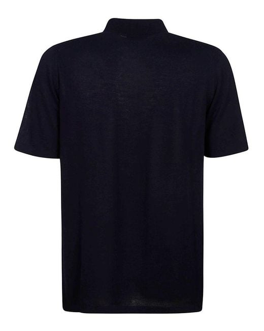 Roberto Collina Blue Knit Short-sleeve Shirt for men