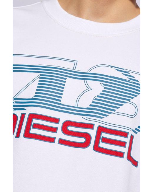 DIESEL White 's-ginn' Sweatshirt With Logo, for men