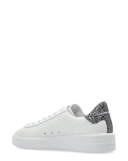 Golden Goose Deluxe Brand White Purestar Glittered Lace-up Sneakers