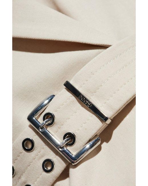 Ganni White Blazer With Belt