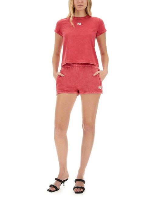 T By Alexander Wang Red Short With Logo