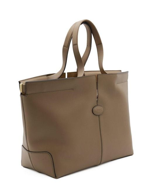 Tod's Logo Debossed Medium Tote Bag in Brown | Lyst