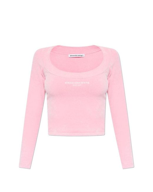 T By Alexander Wang Pink Top With Logo