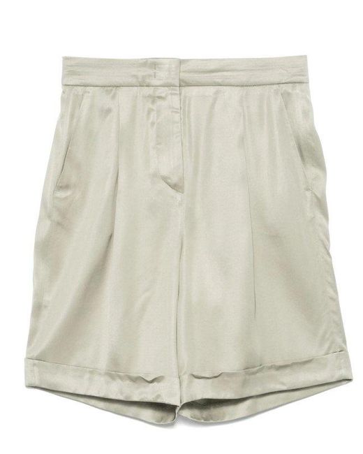 ショートパンツ PESERICO Short with pleats and stretch cotton Peserico Pleated Shorts in Natural | Lyst