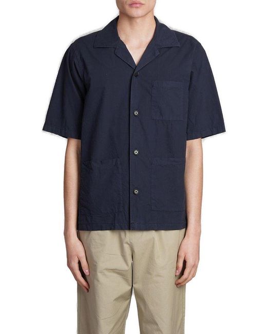 Aspesi Blue Short Sleeved Buttoned Shirt for men
