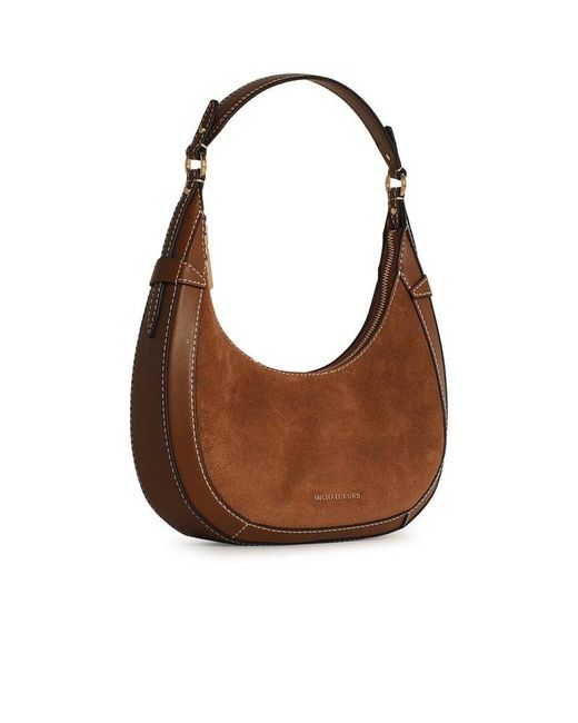 MICHAEL Michael Kors Brown 'Preston' Leather Shoulder Bag