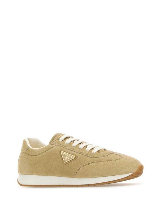 Prada Brown Triangle-logo Lace-up Sneakers for men
