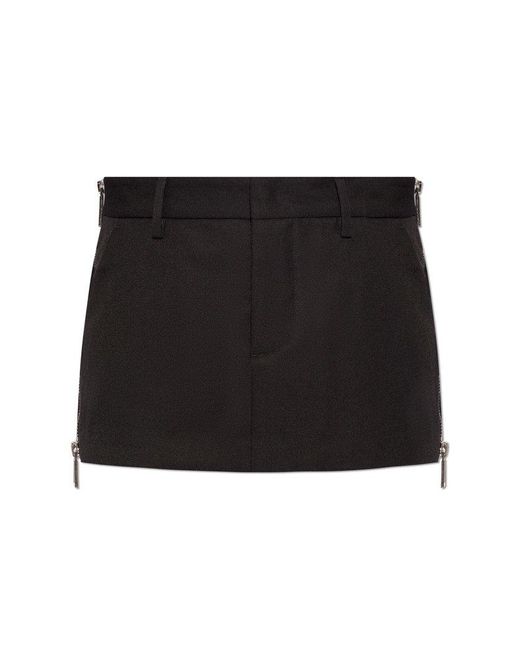 DSquared² Black Skirt With Decorative Zippers,