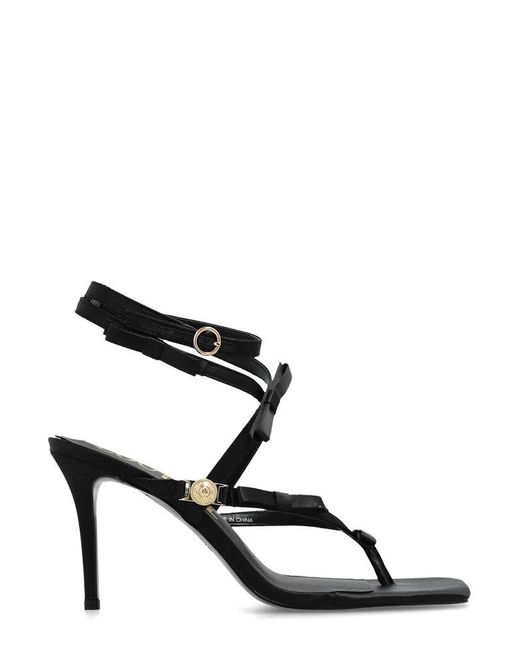 Versace Black Bow-embellished Square-toe Sandals