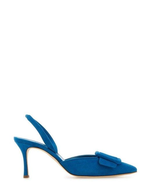 Manolo Blahnik Blue Maysli Slingback Pumps