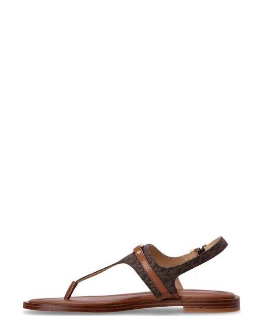 MICHAEL Michael Kors Brown Mandy Signature Logo T-Strap Sandals